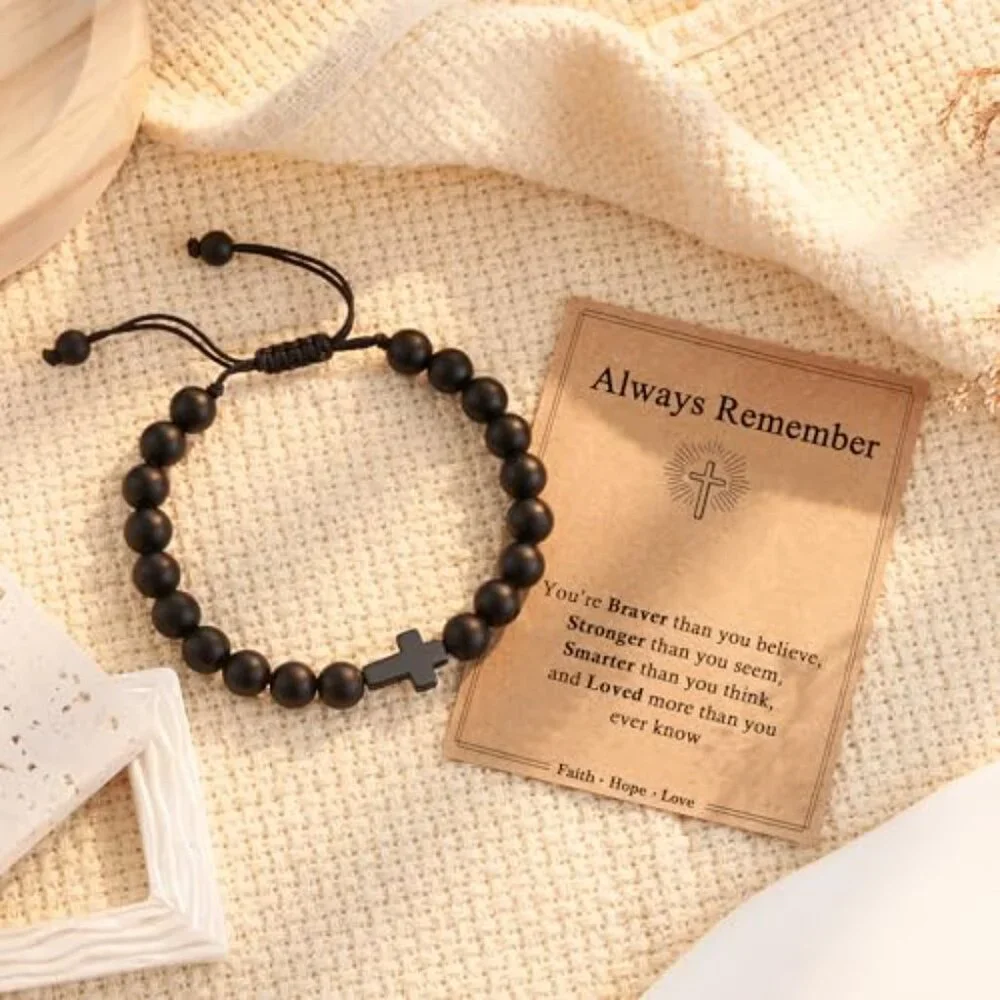 Adjustable Cross Bracelet Faith Jewelry Teen Boy Gifts Minimal Style